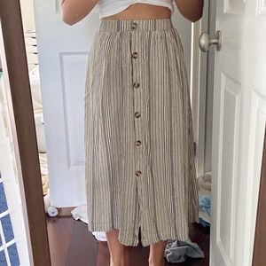 American Eagle | Pinstripe Button Down Maxi Skirt